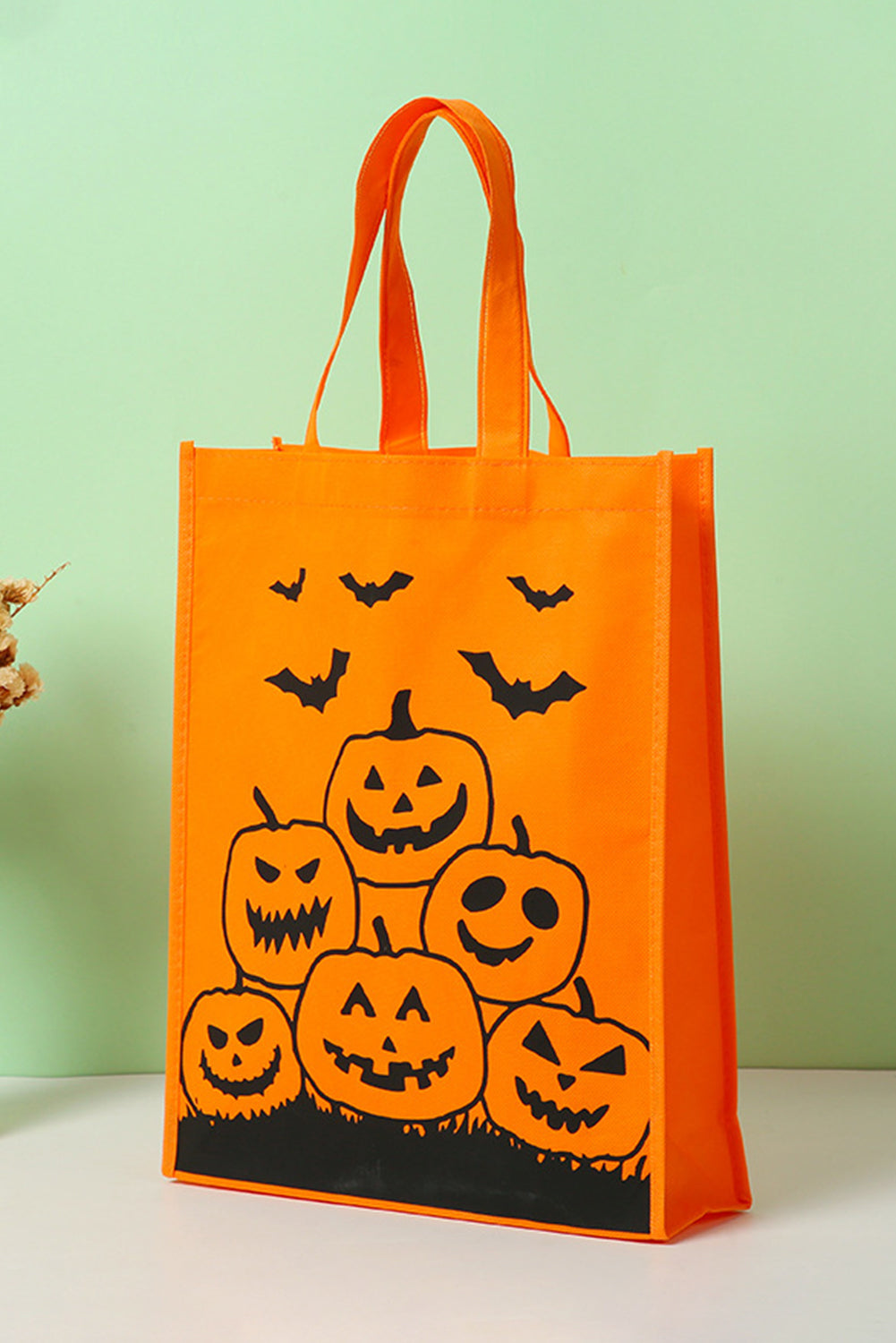 Orange Pumpkin Bat Witch Printed Halloween Gift Bag