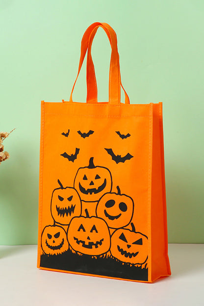 Orange Pumpkin Bat Witch Printed Halloween Gift Bag