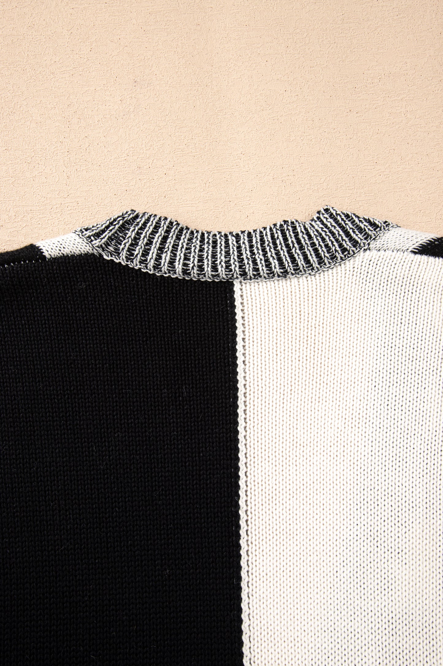 Black Checkered Bubble Sleeve Drop Shoulder Open Cardigan