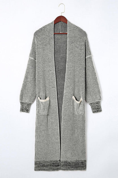 Gray Textured Knit Pocketed Duster Cardigan - L & M Kee, LLC