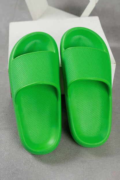 Bright Green Solid Non-slip Wide Band Thick Sole Slippers - L & M Kee, LLC