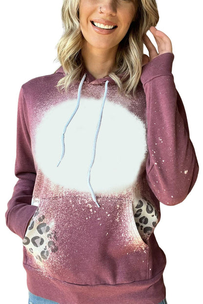 Leopard Tie Dye Print Kangaroo Pocket Pullover Hoodie - L & M Kee, LLC