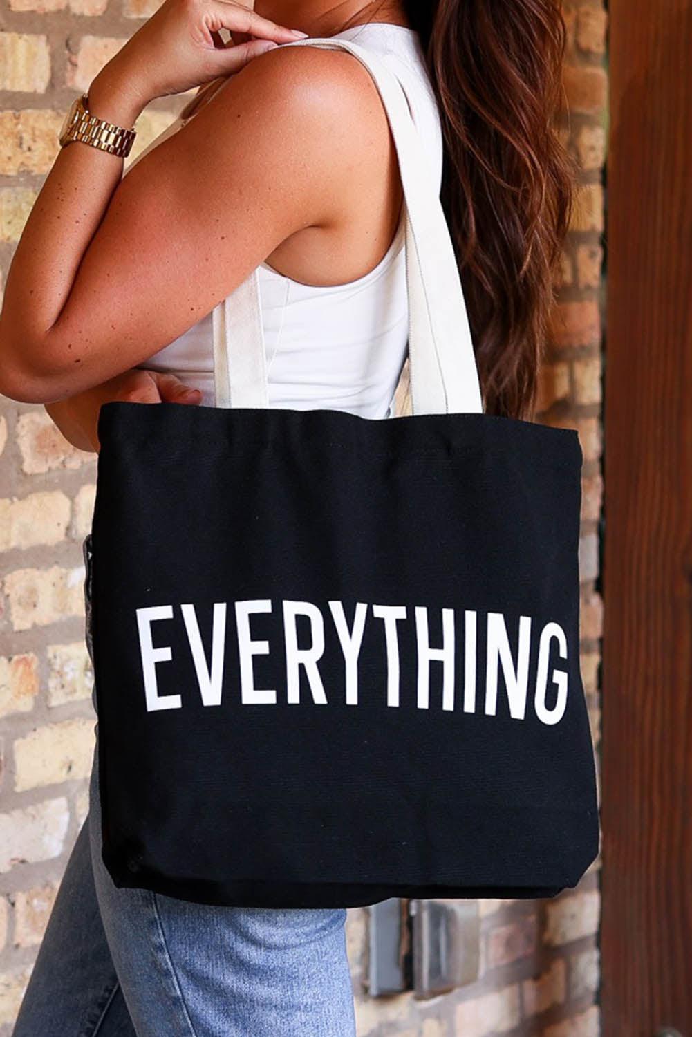 EVERYTHING Letter Print Large Tote Bag 42*8*37cm - L & M Kee, LLC