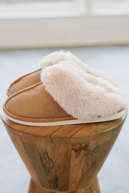 Camel Plush Suede Winter Home Slippers - L & M Kee, LLC