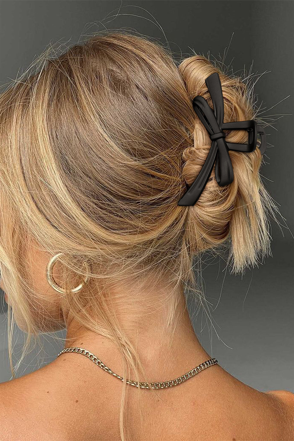 Black Frosted Bow Knot Plastic Hair Clip