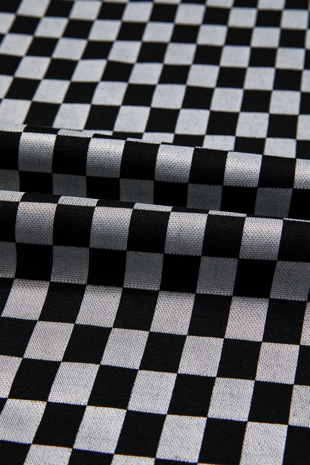 White Checkerboard Drawstring Waist Casual Pants