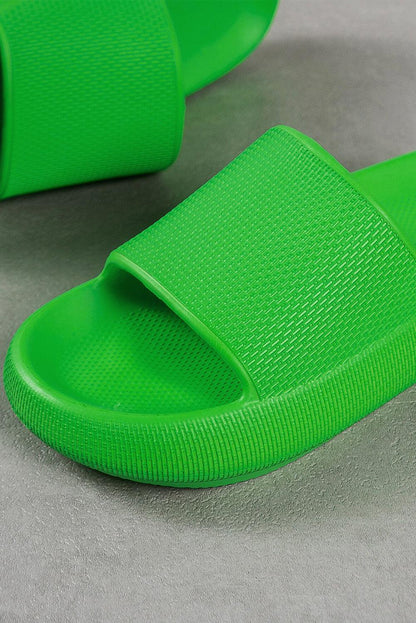 Bright Green Solid Non-slip Wide Band Thick Sole Slippers - L & M Kee, LLC