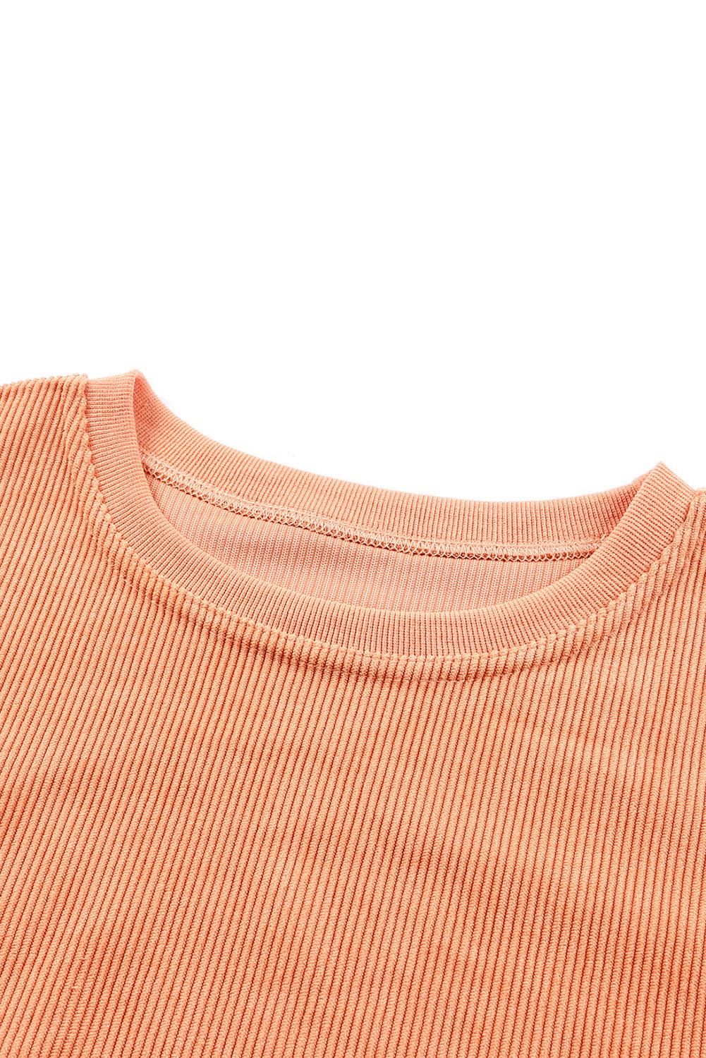 Orange JOLENE Ribbed Corded Oversized Sweatshirt - L & M Kee, LLC