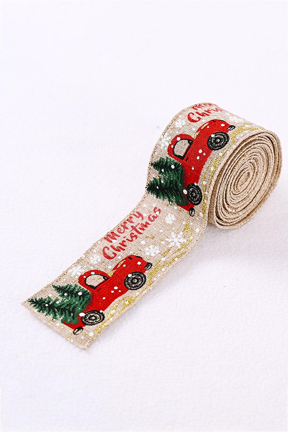 Pale Khaki Christmas Decorations Colorful Car Print Ribbon 500*5cm - L & M Kee, LLC