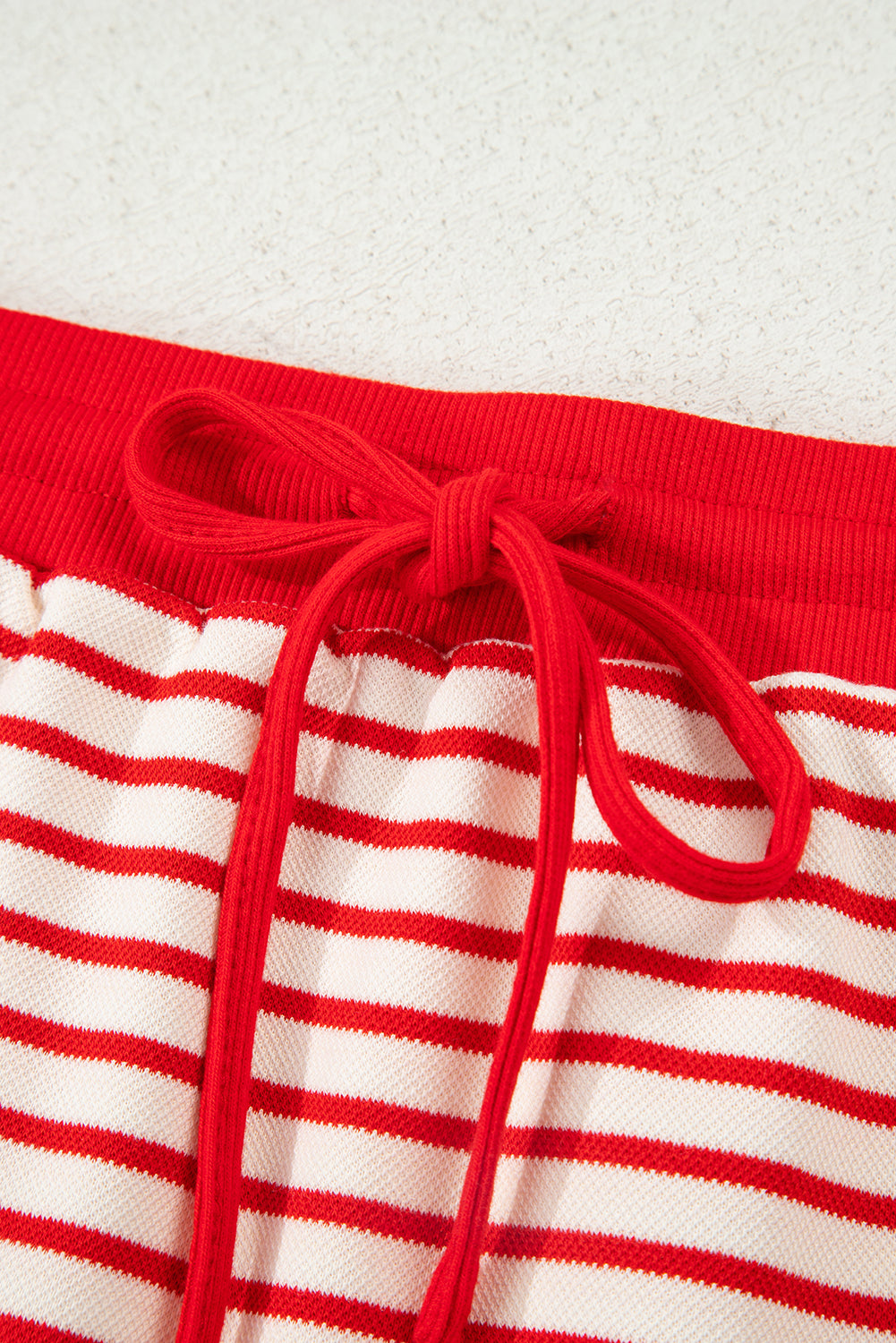 Red Stripe Collared V Neck Drop Shoulder Pullover and Skort 2pcs Outfit