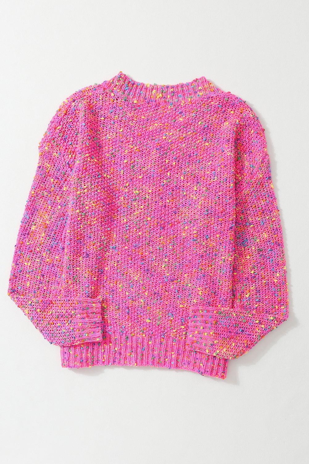 Beige Colorful Dots Cable Knit Crew Neck Sweater - L & M Kee, LLC