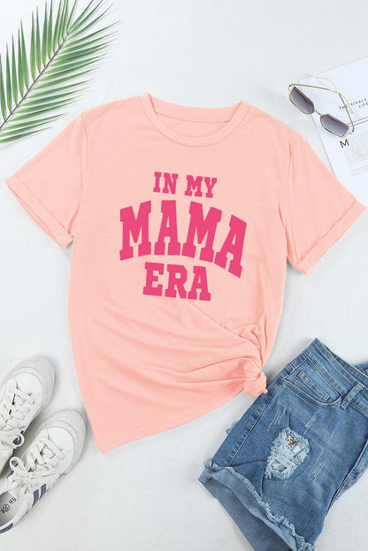 Pink IN MY MAMA ERA Crew Neck Graphic T Shirt - L & M Kee, LLC