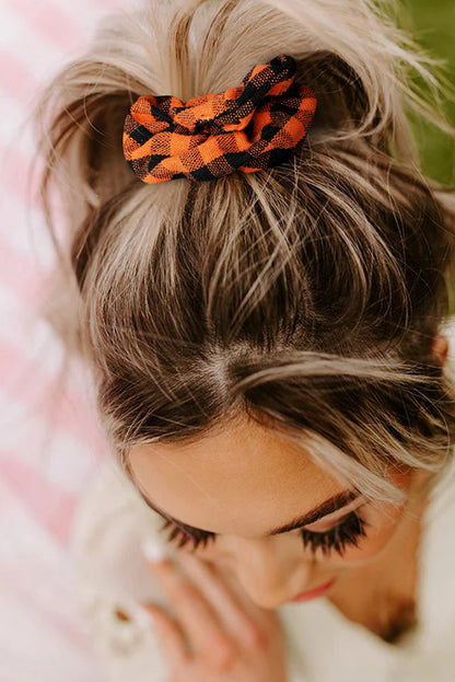 Orange Buffalo Plaid High Elastic Hair Scrunchies