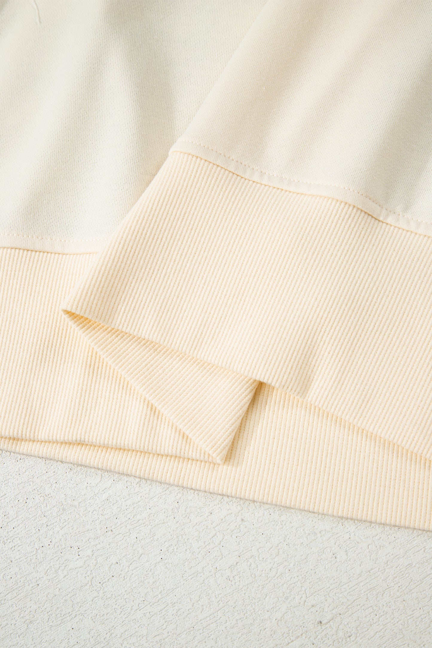 Beige Plaid Patchwork Side Slit Sweatshirt