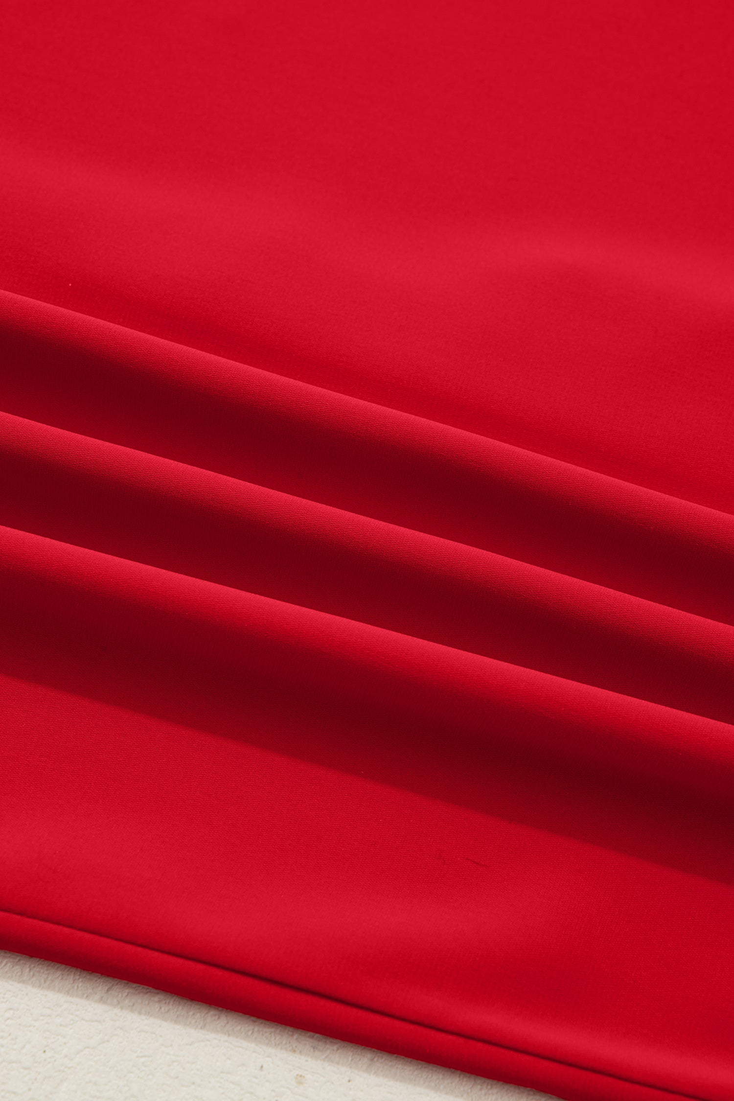 Fiery Red Frilled Trim Button Up Pleated Long Sleeve Shirt