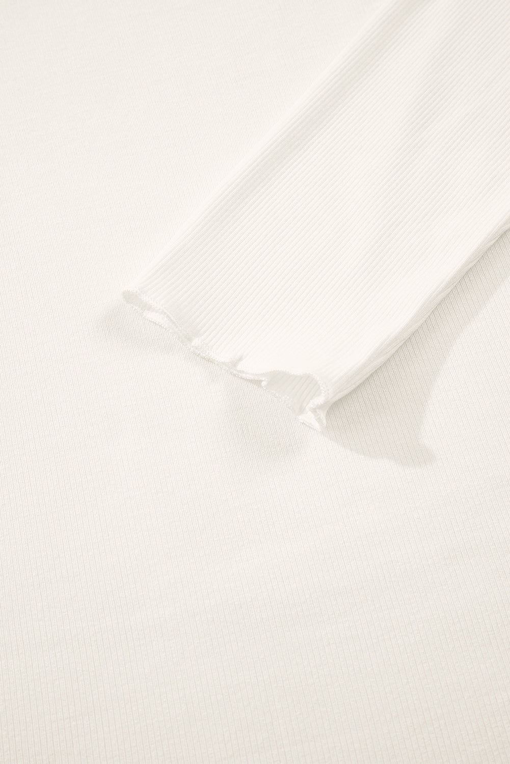 Black Ribbed Knit Lettuce Trim High Neck Long Sleeve Top