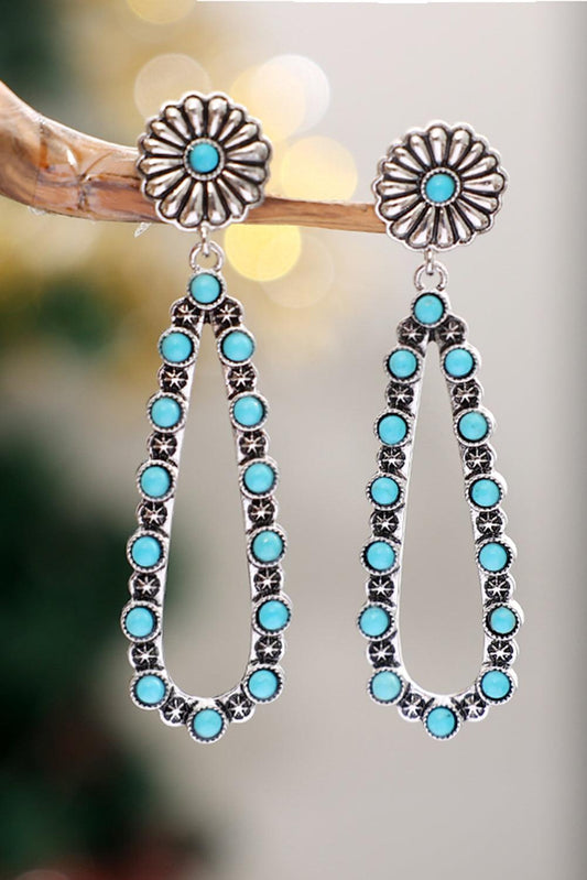 Flower Turquoise Western Fashion Earrings - L & M Kee, LLC