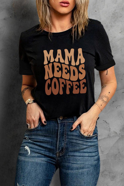 Black MAMA NEEDS COFFEE Graphic T Shirt - L & M Kee, LLC