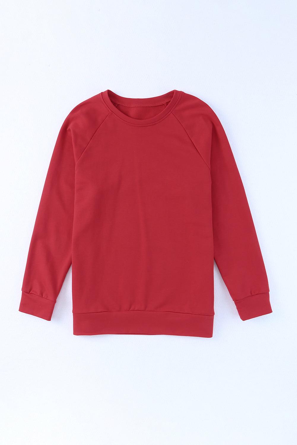 Fiery Red Chenille MERRY Christmas Raglan Sleeve Sweatshirt - L & M Kee, LLC