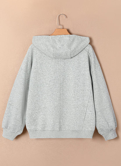 Gray Active Patchwork Detail Warm Winter Hoodie - L & M Kee, LLC