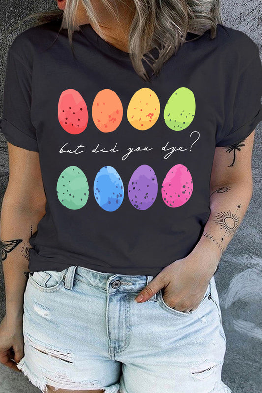 Black Colorful East Egg Graphic Plus Size T Shirt