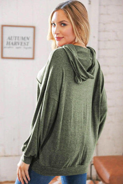 Green Lace up Marble Print Loose Hoodie - L & M Kee, LLC