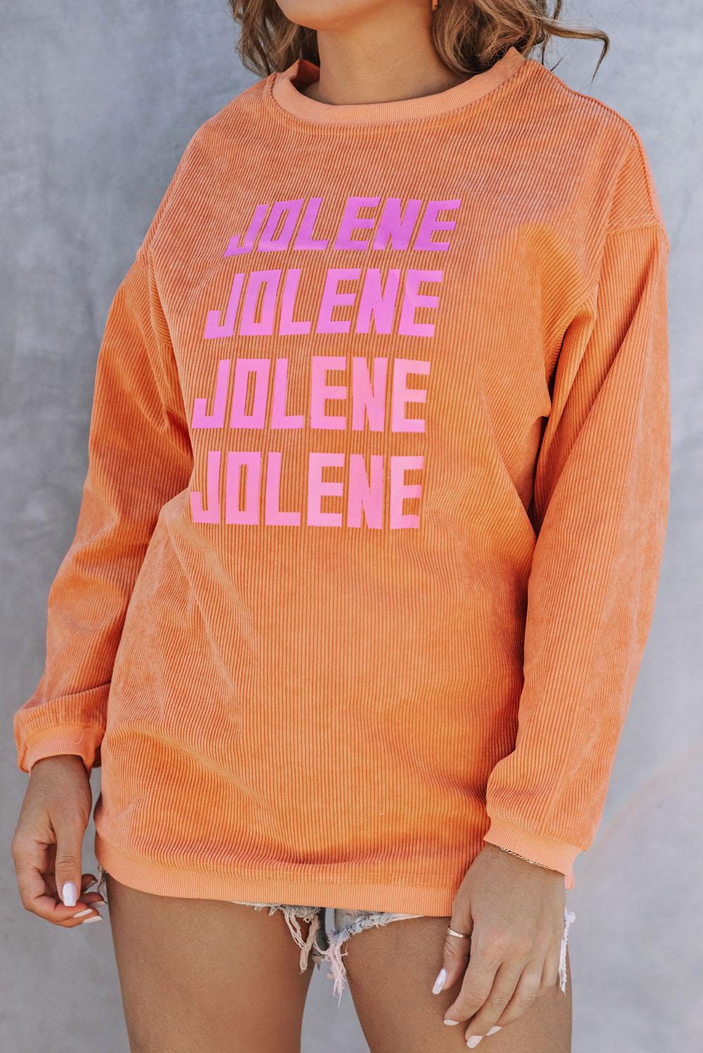 Orange JOLENE Ribbed Corded Oversized Sweatshirt - L & M Kee, LLC