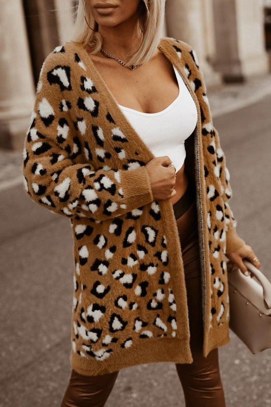 Leopard Print Fur Cardigan - L & M Kee, LLC