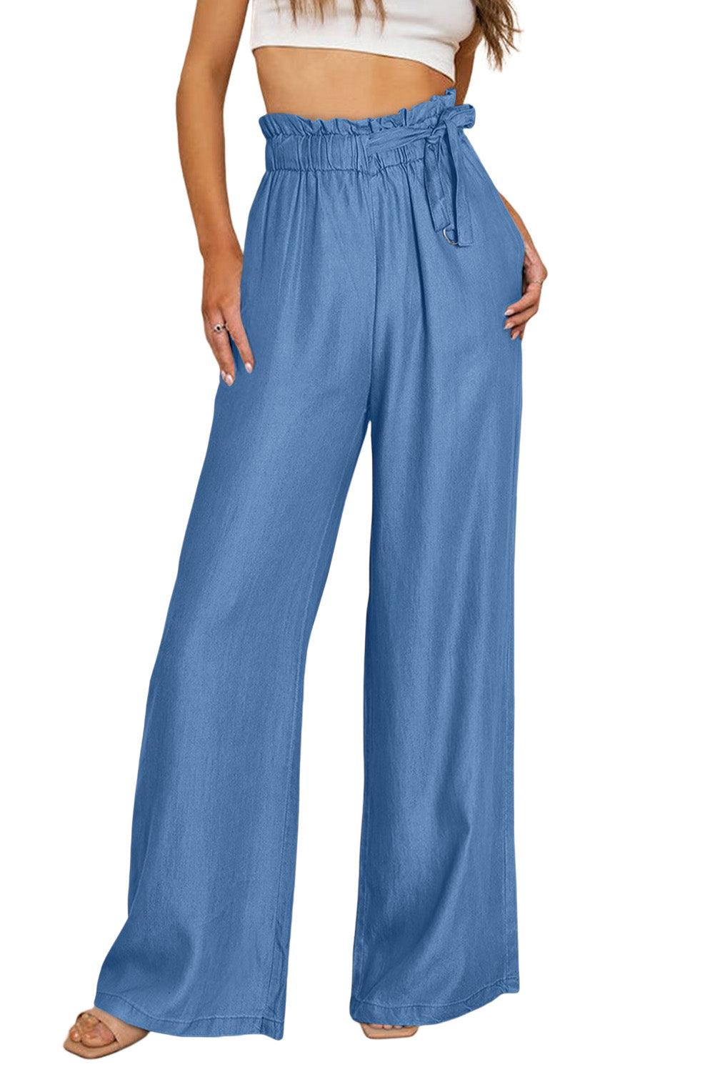 High Waist Pocketed Wide Leg Tencel Jeans - L & M Kee, LLC