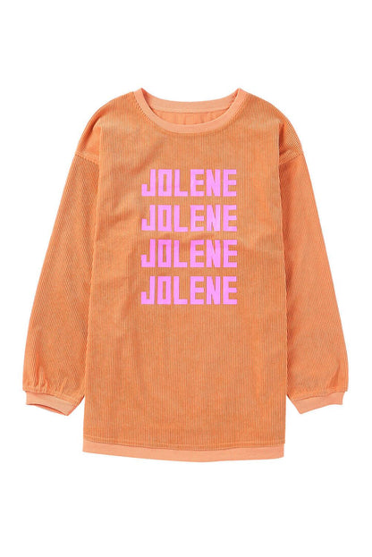 Orange JOLENE Ribbed Corded Oversized Sweatshirt - L & M Kee, LLC