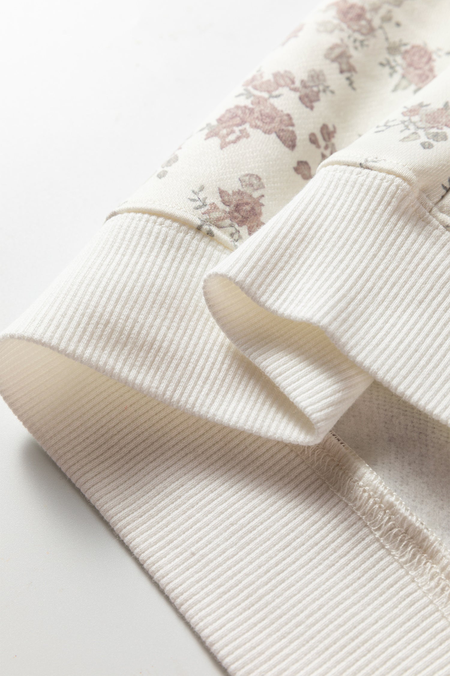 White Floral Print Casual Hoodie Drawstring Jogger Pant Set