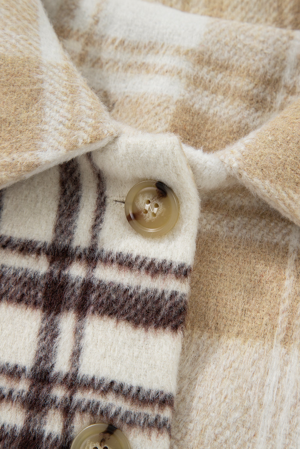 Multicolour Plaid Patchwork Side Pockets Buttoned Shacket