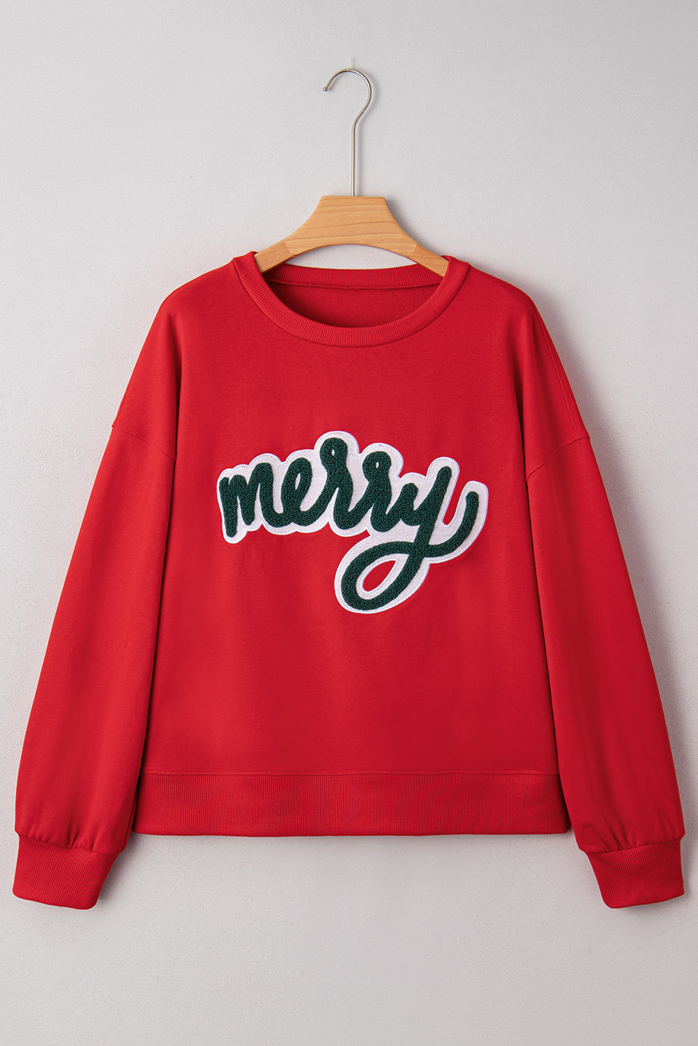 Fiery Red Merry Script Holiday Christmas Graphic Sweatshirt