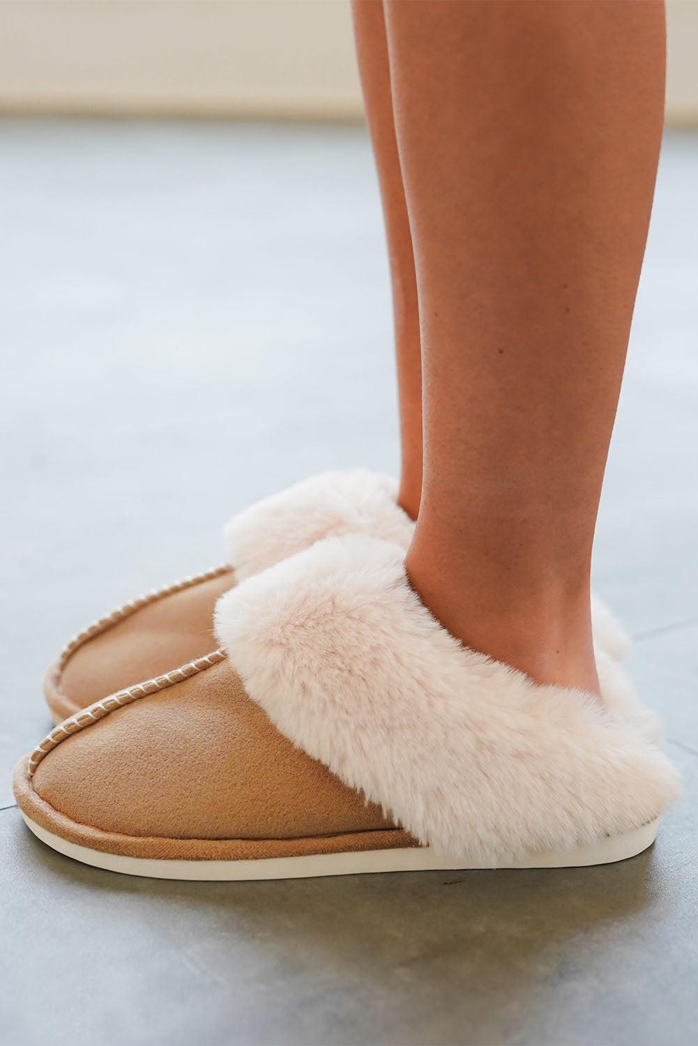 Camel Plush Suede Winter Home Slippers - L & M Kee, LLC