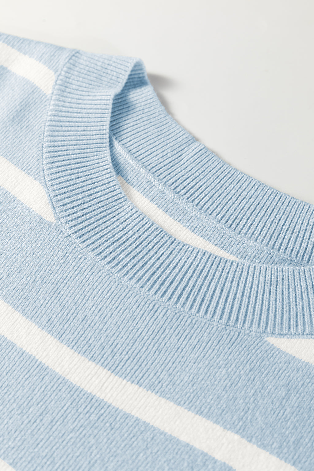 Parchment Side Slits Crewneck Short Sleeve Sweater Tee