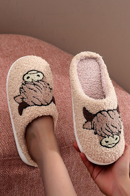 Parchment Cartoon Animal Plush Slippers - L & M Kee, LLC