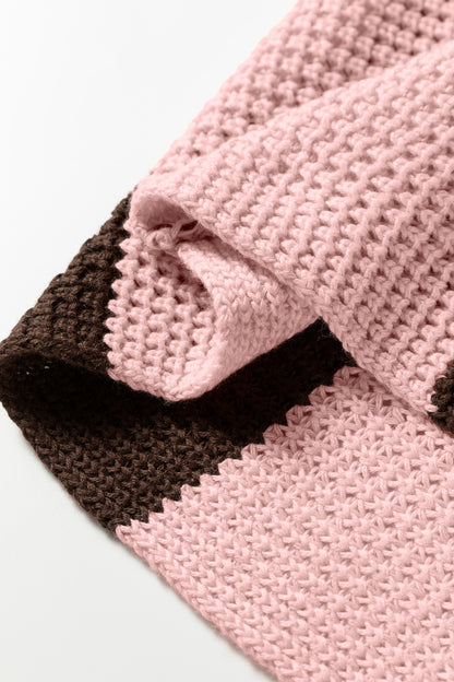 Myosotis Striped Color Block Thermal Textured Knit Drop Shoulder Sweater