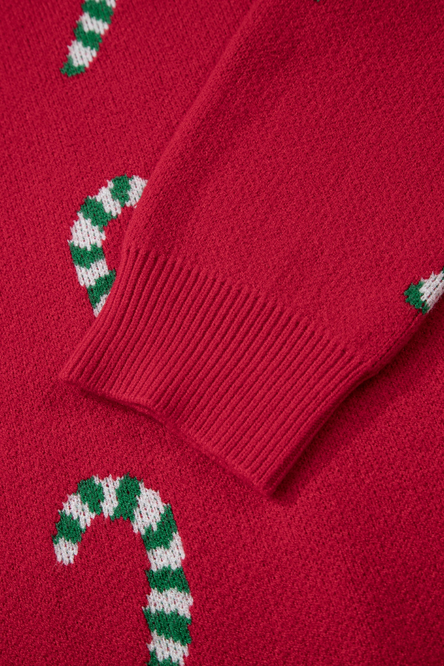Racing Red Christmas Candy Cane Holiday Drop Shoulder Sweater