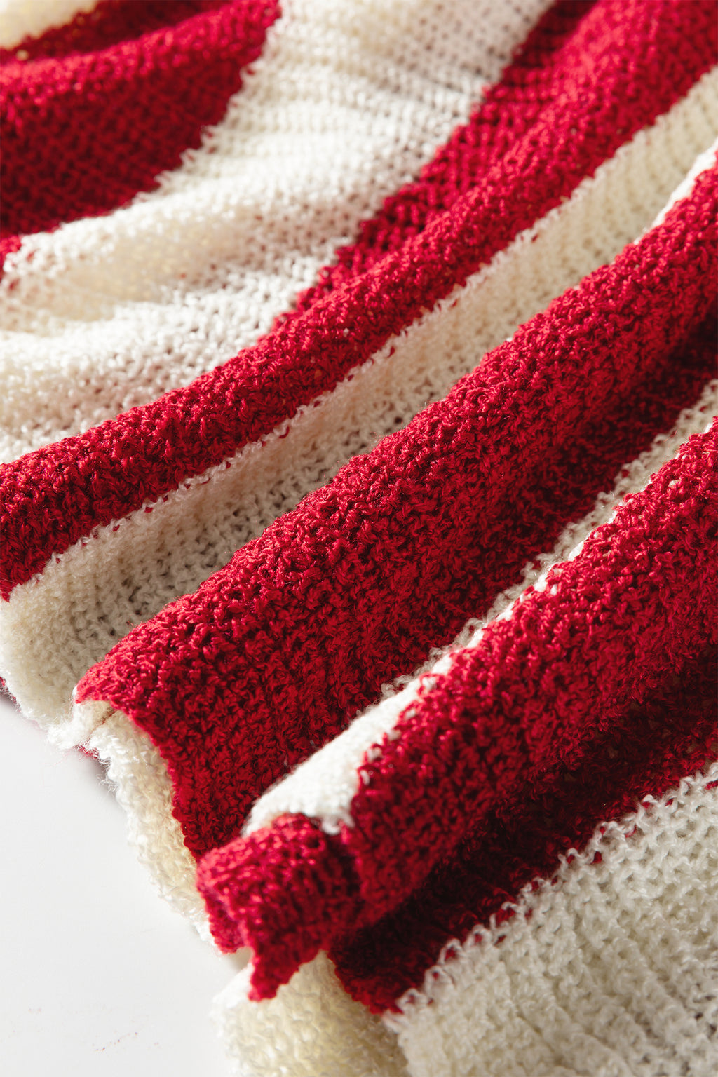 Brown Stripe Colorblock V Neck Bracelet Sleeve Sweater