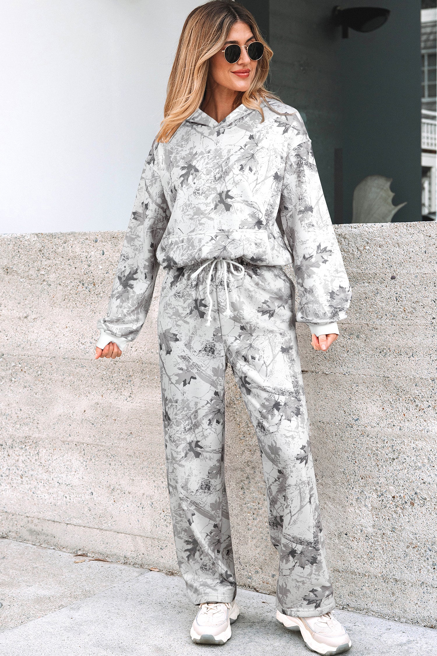 Light Grey Light Woodland Camo Classic Hoodie and Sweatpants Set