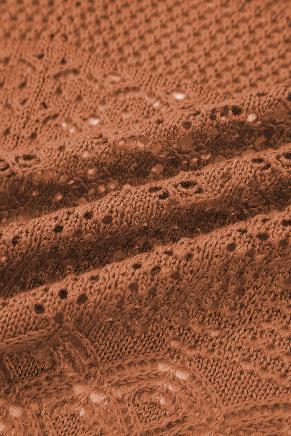 Redwood Burl Mix Pattern Hollowed Knit Open Front Cardigan