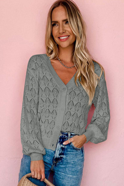 Rose Lightweight Buttoned Front Crochet Cardigan