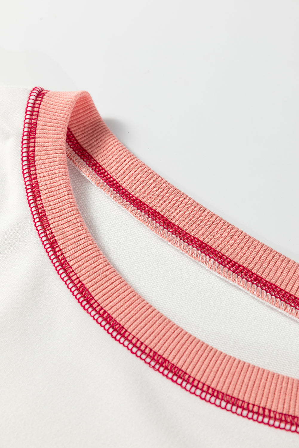 Red Stripe Color Block Patchwork Seam Detail Plus Size Sweatshirt