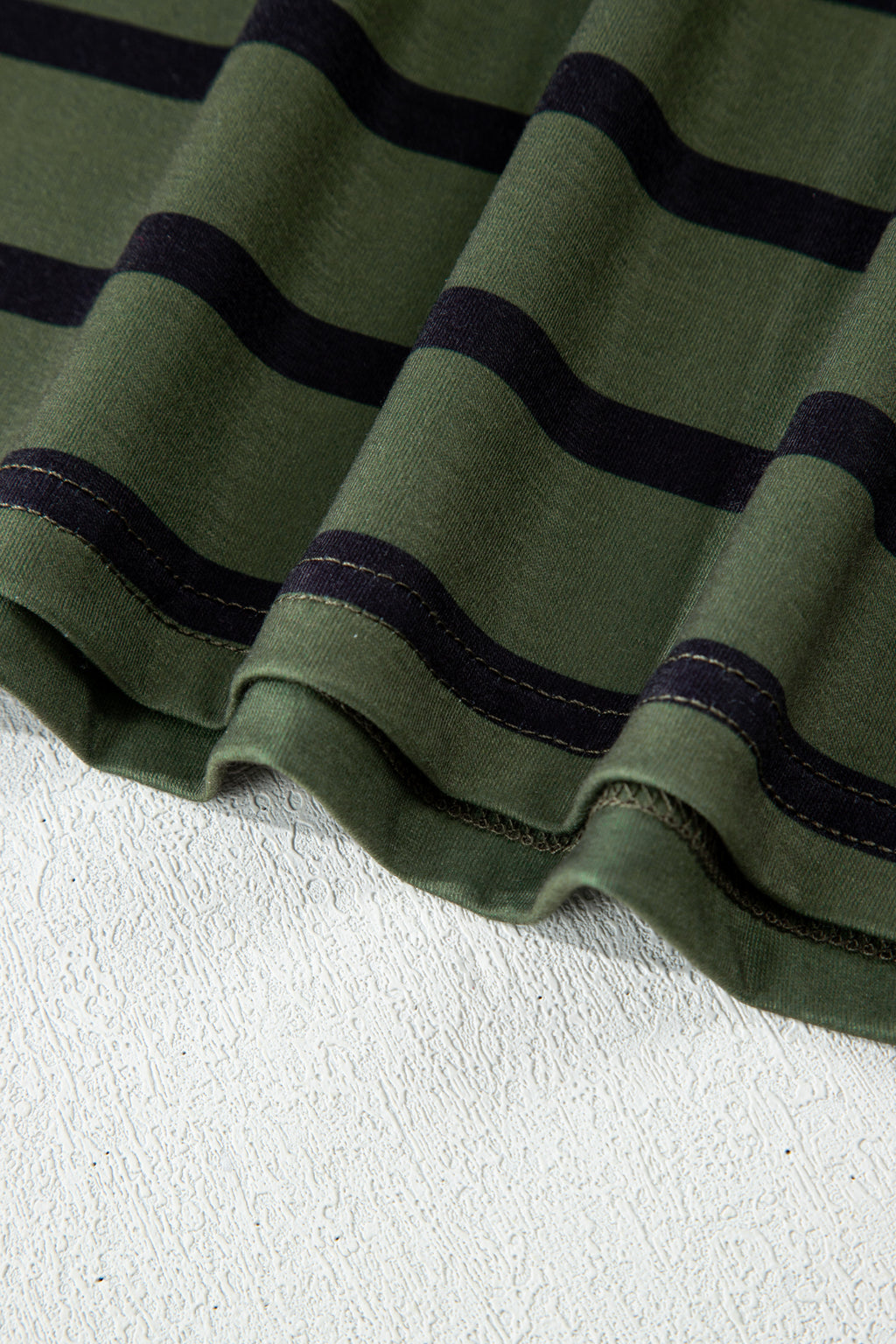 Four Leaf Clover Striped Half Buttons Crew Neck T-Shirt