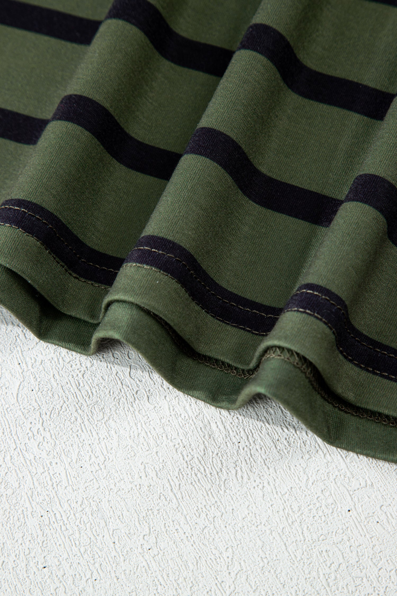 Four Leaf Clover Striped Half Buttons Crew Neck T-Shirt