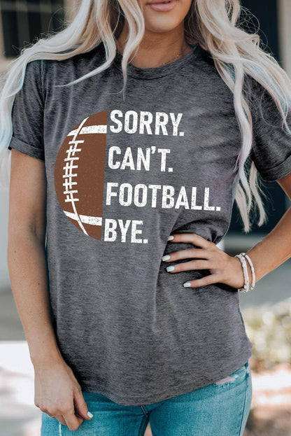 Gray American Football Graphic Casual T Shirt - L & M Kee, LLC