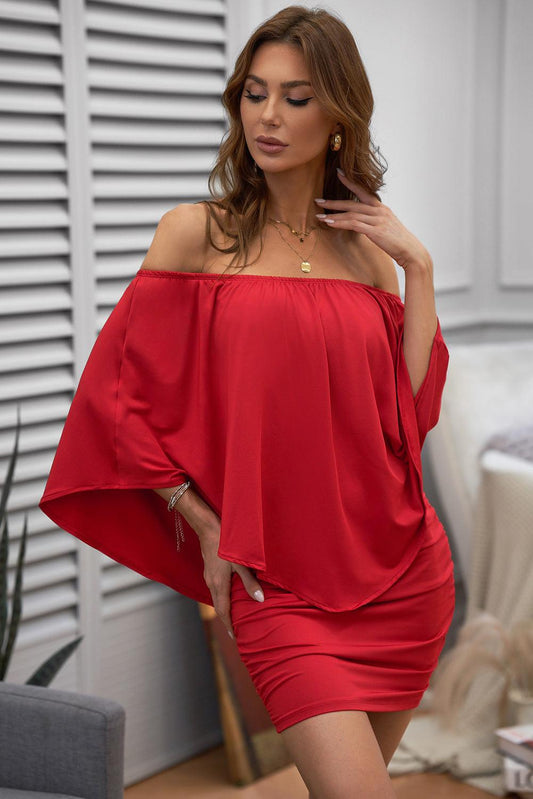 Multiple Dressing Layered Red Mini Poncho Dress - L & M Kee, LLC