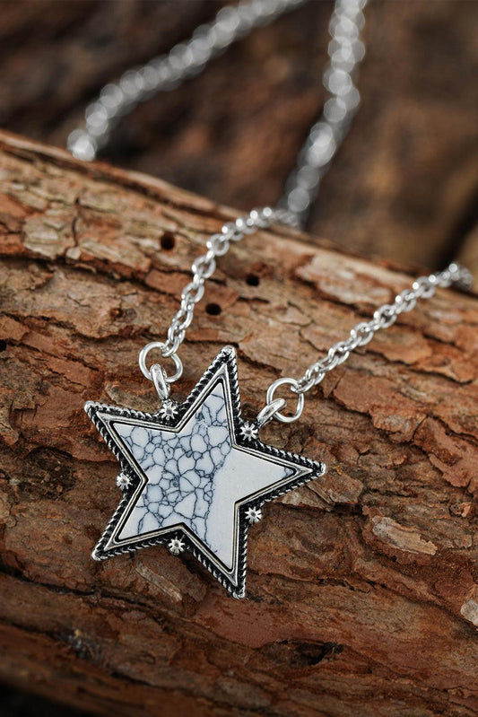 White Star Shape Pendant Chain Necklace - L & M Kee, LLC