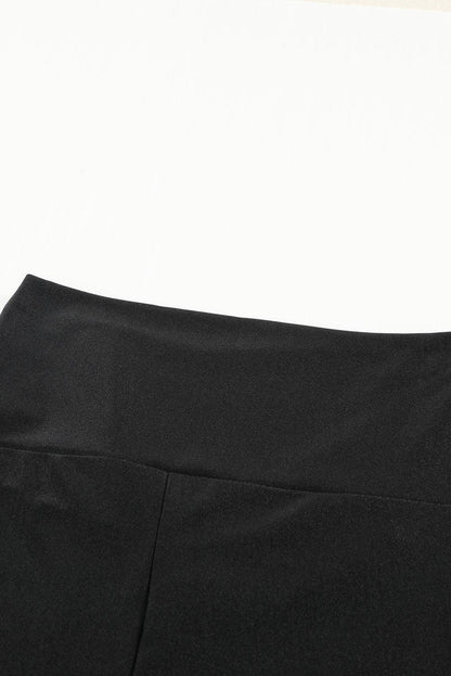 Black High Rise Tight Leggings with Waist Cincher - L & M Kee, LLC