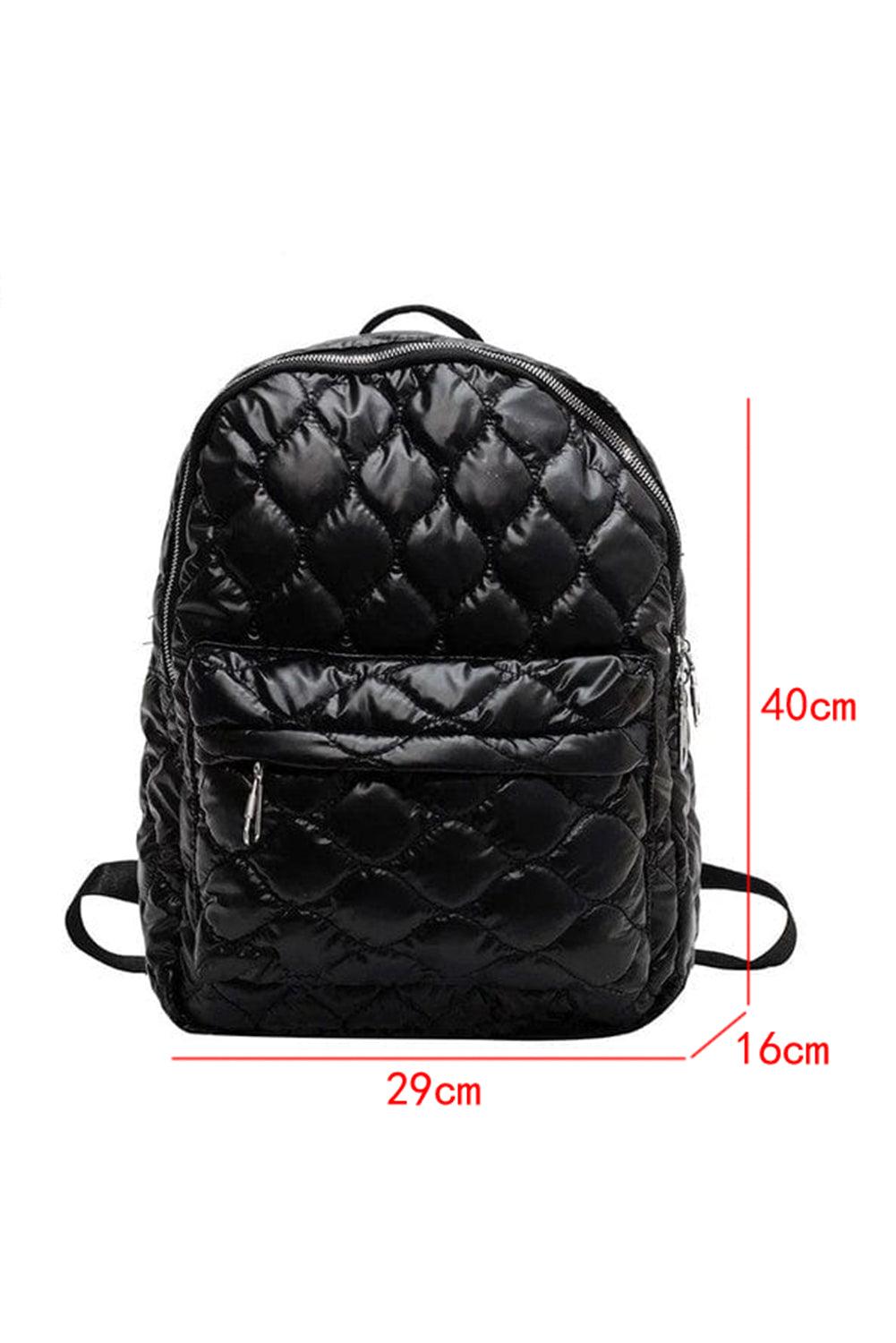 Black Quilted Large Capacity Functional Backpack - L & M Kee, LLC